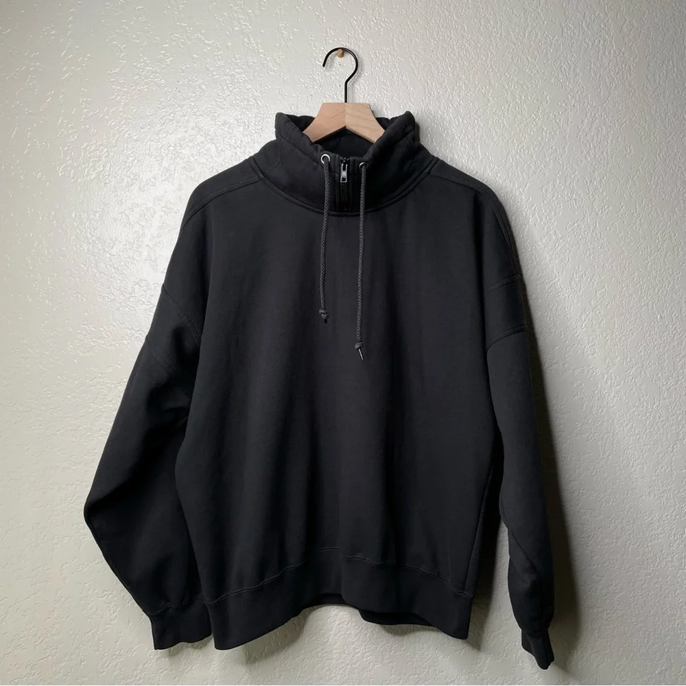 Vintage Men's Black Sweater Quarter Collar Zip Up